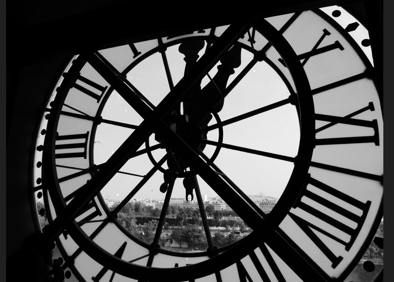 Looking through the backface of tower clock